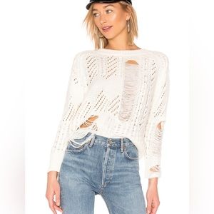 REVOLVE White Distressed Sweater